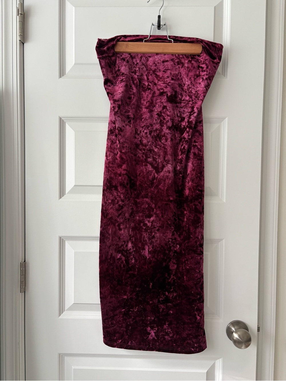Fashion Nova Velvet Bodycon Midi Dress in Deep Wine M